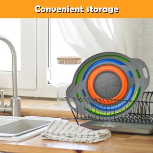 Lot de 2 passoires pliables en silicone avec poignée, panier de lavage et d'égouttage pour légumes et fruits - Product Image 4