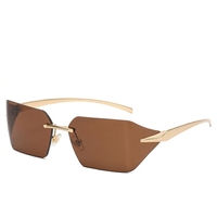 Lunettes de soleil sans monture à verres incurvés pour femmes et hommes, en métal, tendance, personnalisées, rétro, cyber
