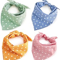 Foulard pour chien de style européen et américain, motif à pois en coton doux, mignon, pour chiot, écharpe triangulaire quotidienne, tour de cou pour animal de compagnie, printemps