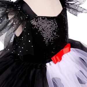 Festival <span class=keywords><strong>de</strong></span> niños Cosplay <span class=keywords><strong>Cruella</strong></span> <span class=keywords><strong>De</strong></span> <span class=keywords><strong>Vil</strong></span> disfraz en blanco y negro bruja juego <span class=keywords><strong>de</strong></span> rol niñas vestido - Product Image 4