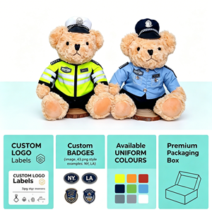 Ours en peluche policier Kawaii, animal en peluche doux, uniforme bleu, jouet ours policier pour cadeau d'appréciation des premiers intervenants - Product Image 4