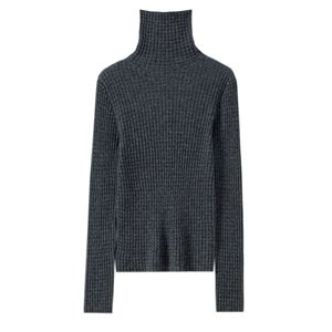 Suéter de Cuello Alto Personalizado OEM ODM para Mujer, Tejido Waffle, Manga Larga, 100% Lana, Suéter Informal para Mujer - Product Image 3