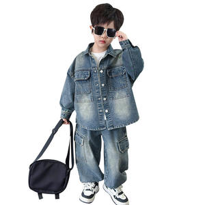 Set di <span class=keywords><strong>Abbigliamento</strong></span> Casual per Bambini in Stile Occidentale, Completo Due Pezzi con Maniche Lunghe in Denim per Ragazzi - Product Image 6