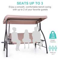 3-Seat Portable Beach Camping Swing Chair Outdoor Swing Folding Leisure Long Hanging Garden Swings
