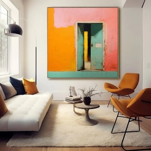 Grande peinture à l'huile abstraite rose, art mural moderne en acrylique sur toile, décoration créative personnalisée, cadeau idéal pour l'inauguration d'une maison - Product Image 2