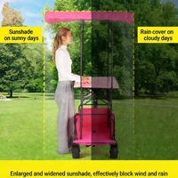 Chariot de Vendeur Pliable avec Auvent et Plateau de Table, Capacité 150L, Chariot Robuste pour Vente Ambulante, Marchés de Fermiers, Événements Extérieurs