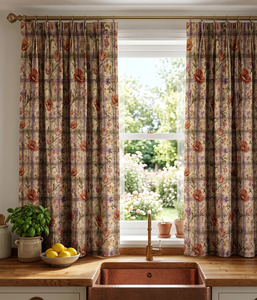 Elegant Plaid Floral Velvet Blackout <b>Window</b> Drapery Panel Art Nouveau Inspired Decorative <b>Curtain</b> for Bedroom Living Room Modern - Product Image 3
