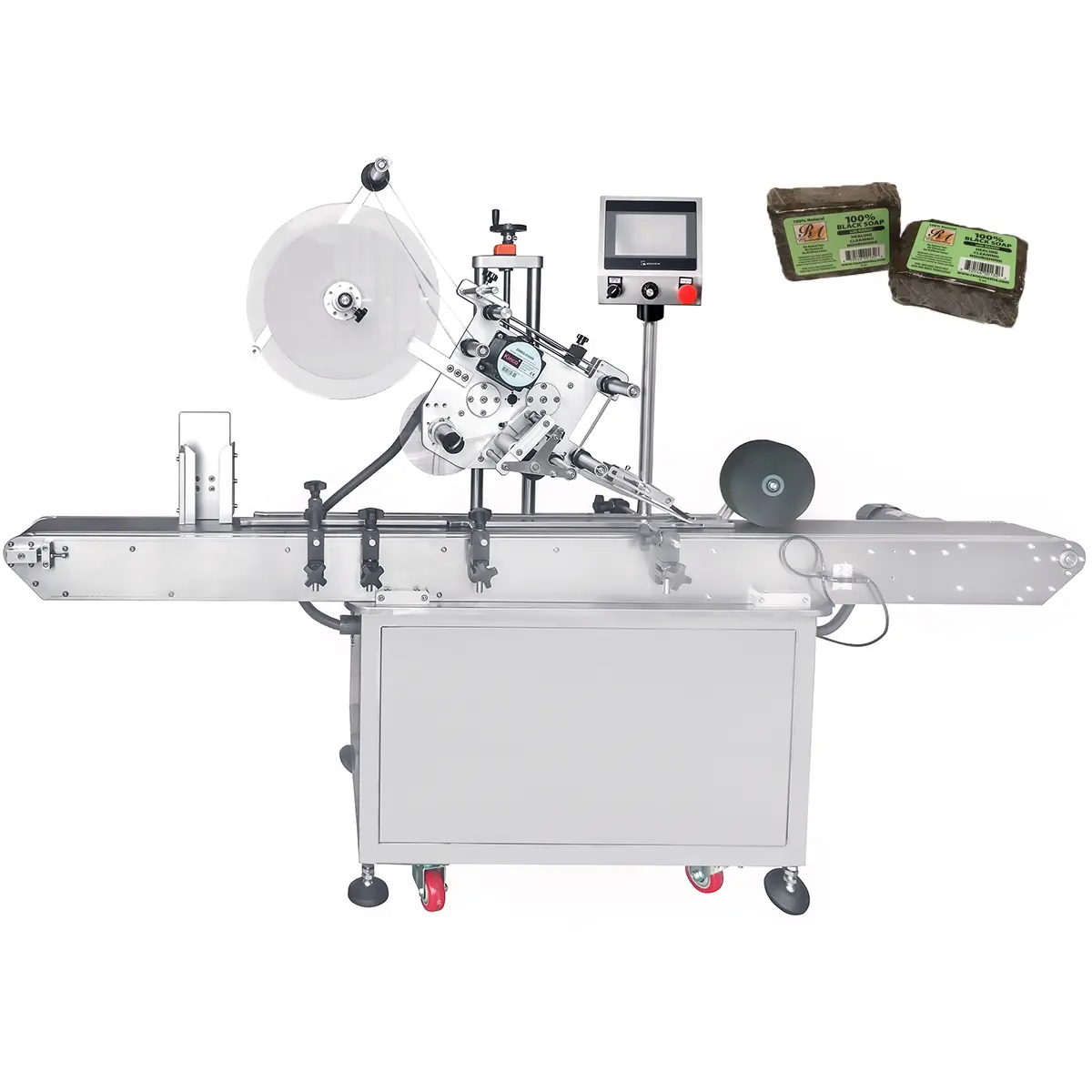 YIMU YM210 Máquina de rotulagem plana totalmente automática para sabonete e queijo, aplicador de superfície plana, máquina de rotulagem