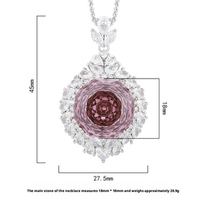 Fashion Eco-friendly 18mm Rose Cut Red Cubic Zirconia <b>Copper</b> Jewelry Demifine Jewellery Pendant Necklace Daily Wear for Women - Product Image 6