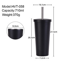 Nouvelle tasse à paille en acier inoxydable 2026, 710 ml, avec couvercle à grande ouverture, pour bubble tea, personnalisable, grande capacité, isotherme, pour voiture