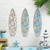 TaiLai 3 Plaque murale en bois sur le thème des planches de surf, style bohème chic, gravée, décoration estivale tropicale pour chambre et salon