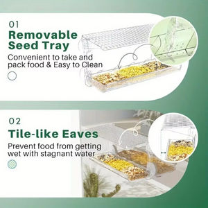 Mangeoire à oiseaux portable et étanche LM pour extérieur, mangeoire à oiseaux en plastique avec ventouses puissantes, nichoir transparent - Product Image 2