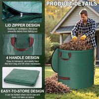 Saco de Lixo para Jardim 272L com Tampa com Zíper, Saco de Coleta de Folhas Reforçado para Limpeza de Quintal Externo