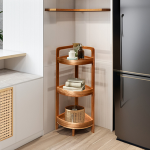 מרחב קטן רב תכליתי קטן 3 מתלה פינת עץ לתצוגה חדר אמבטיה לעמוד מקלחת מדף עבור סלון וריהוט מטבח - Product Image 2