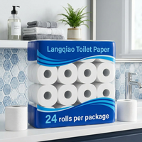 Papier toilette doux en vrac Langqiao, 24 rouleaux, biodégradable, pour dortoir, appartement et étudiants