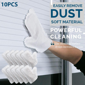Gants de nettoyage multifonctionnels non tissés, dentelés, électrostatiques, pour l'élimination de la poussière, blancs, 23x20cm, usage domestique - Product Image 4