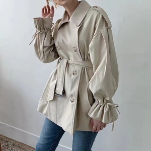 Elegant Women Fashion Loose Flare Sleeve Double Breasted <strong>Coat</strong> Ladies Khaki <strong>Knee</strong> <strong>Length</strong> Windbreak <strong>Coat</strong> Trench - Product Image 6