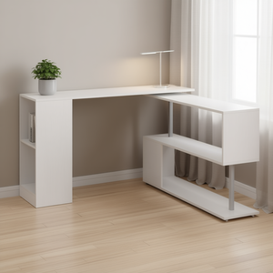 Escritorio de Computadora en Forma de L de 55 Pulgadas en Blanco con Almacenamiento para Uso en Oficina en Casa - Product Image 2