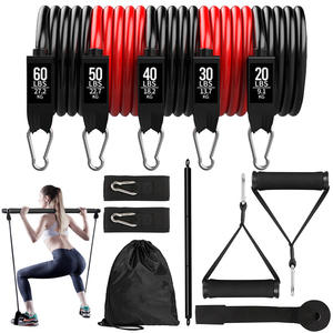 Bandas de resistencia Puti, juego de 5 niveles con asas y barra, equipo de fitness para todo el cuerpo para hombres y mujeres, material TPE - Product Image 1