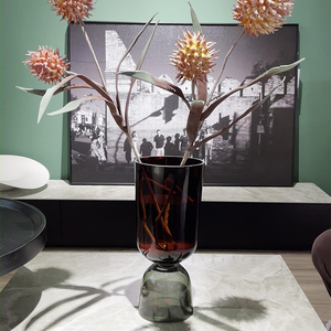 Decorazione della casa fiore <span class=keywords><strong>rosa</strong></span> cristallo cilindrico <span class=keywords><strong>vaso</strong></span> di vetro rosso mese rotondo <span class=keywords><strong>in</strong></span> vetro stock vasi di fiori - Product Image 3