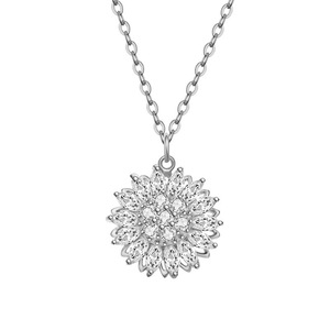 Sunflower Pendant Necklace 18K Gold Plated Stainless Steel Pave Setting Flower Design For Women Party Jewelry - Product Image 5