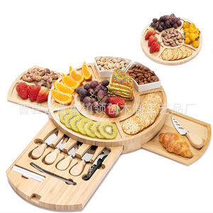 Juego de tabla de quesos con cajones, cuencos de cerámica, cuchillos, tenedores y abridor de vino para uso doméstico y portátil - Product Image 2