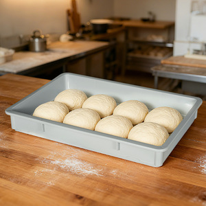 Caja de fermentación de masa de plástico gris, molde reutilizable para hornear pan y pizza - Product Image 1