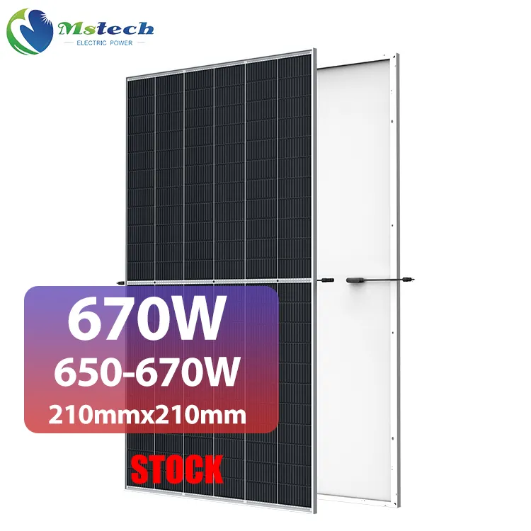 Mstech Single Painel Solar Solaire 650W 655W 660W 665W 670W Backsheet Monocrystalline Solar Panels Trade A Grade