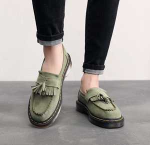 Mocassini da Uomo in Pelle Scamosciata con Nappine e <span class=keywords><strong>Suola</strong></span> Platform con Cuciture Gialle, <span class=keywords><strong>Scarpe</strong></span> Eleganti Retrò per il Pendolarismo Quotidiano - Product Image 6