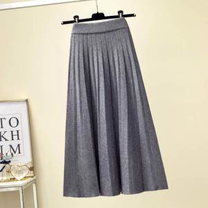 <span class=keywords><strong>Jupe</strong></span> midi tricotée en cachemire de laine solide pour dames - Product Image 2