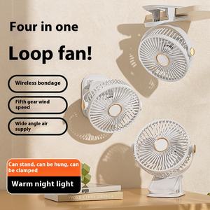 Ventilador Portátil Recargable por USB al por Mayor, 5 Velocidades, Luz LED con 3 Modos, Bajo Ruido, Clip de Plástico para Camping y Uso en Escritorio - Product Image 5