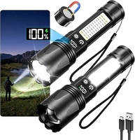 Linterna Táctica LED de Alta Potencia, Largo Alcance, Zoom Ajustable, Impermeable, Recargable, Portátil, para Emergencias al Aire Libre