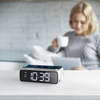 Digitale Wekker Voor Slaapkamer Met 15W Snelle Draadloze Oplader, Wit Nachtlampje, Dimmen Led Display Klok