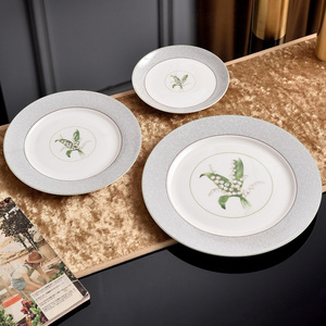 Discounted 32 Piece Bone China Dinner <b>Set</b> with Simple Lily of the Valley Pattern for Best Selling - Product Image 6