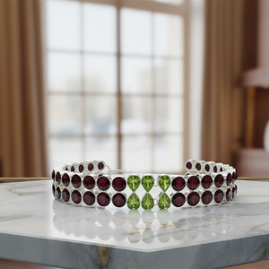 Joyería Clásica de Plata Alemana Sin Níquel ni Plomo con Piedras Preciosas Naturales de Peridoto y Granate, 20% de Descuento en Joyería de Piedra Natural - Product Image 1