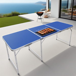 Mesa de Camping Plegable de 3 Niveles de Altura Ajustable |   Mesa de Picnic Portátil con Marco de Aluminio para Exteriores, Disponible en Varios Colores Personalizados - Product Image 1