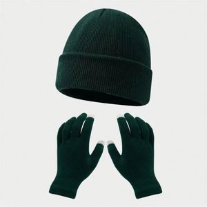 Conjunto de Gorro y Guantes de Punto Acrílico Personalizados con Pantalla Táctil, Color Sólido, para Otoño e Invierno, para Montar al Aire Libre, Cálidos y Resistentes al Frío, para Esquí - Product Image 3