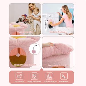 <strong>Cat</strong> Beds for Indoor <strong>Cats</strong>, Small Cute <strong>Cat</strong> Tree House with Removable Flower <strong>Cat</strong> Bed, <strong>Cat</strong> Bed Cave <strong>Cat</strong> <strong>Hideaway</strong> - Product Image 5