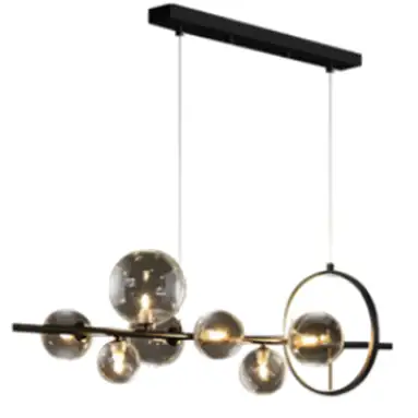 Lámpara colgante de bola de araña de burbuja de cristal ahumado negro de diseño industrial Nórdico