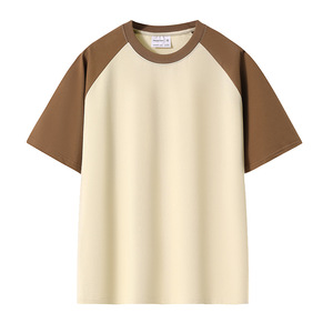 เสื้อยืดแร็กแลนทรงโอเวอร์ไซส์สำหรับผู้ชาย พิมพ์โลโก้ตามสั่ง OEM ผ้าถักหนา 280 กรัม 32S เส้นด้ายคู่ ป้องกันการยับ สีบล็อก ชุดยูนิฟอร์มทีม - Product Image 4