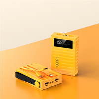Batterie externe Li-Polymère 10000 mAh avec affichage numérique et câbles intégrés, charge rapide, design conteneur portable