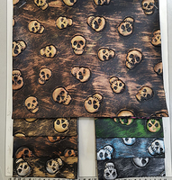 Tissu en simili cuir gaufré de crâne de textile d'halloween vintage pour la fabrication de sac chaussures étui de téléphone