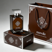 Vente directe de flacons de parfum vides, flacon de parfum carré à col serti, flacon de parfum en verre brun avec emballage en boîte