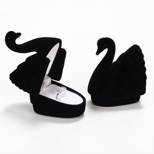 Creative Swan Velvet Ring Storage <b>Box</b>, Custom <b>Small</b> Jewelry <b>Box</b> for Wedding Ring <b>Gift</b> Packaging Retail - Product Image 1