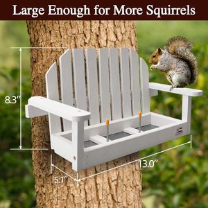 JUNJI Alimentador De Ardilla De Madera Exterior Banco Blanco <span class=keywords><strong>Silla</strong></span> Alimentador De Mascotas Durable Squrill Mesa De Picnic Soporte De Mazorca De Maíz Ardilla - Product Image 2
