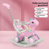 Cheval à bascule en plastique, jouet à chevaucher, double usage, deux-en-un, unisexe pour enfants, cadeau d'anniversaire pour enfant d'un an