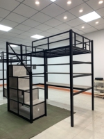 Lit mezzanine à cadre métallique avec bureau et escalier pour adultes dortoir de grande taille