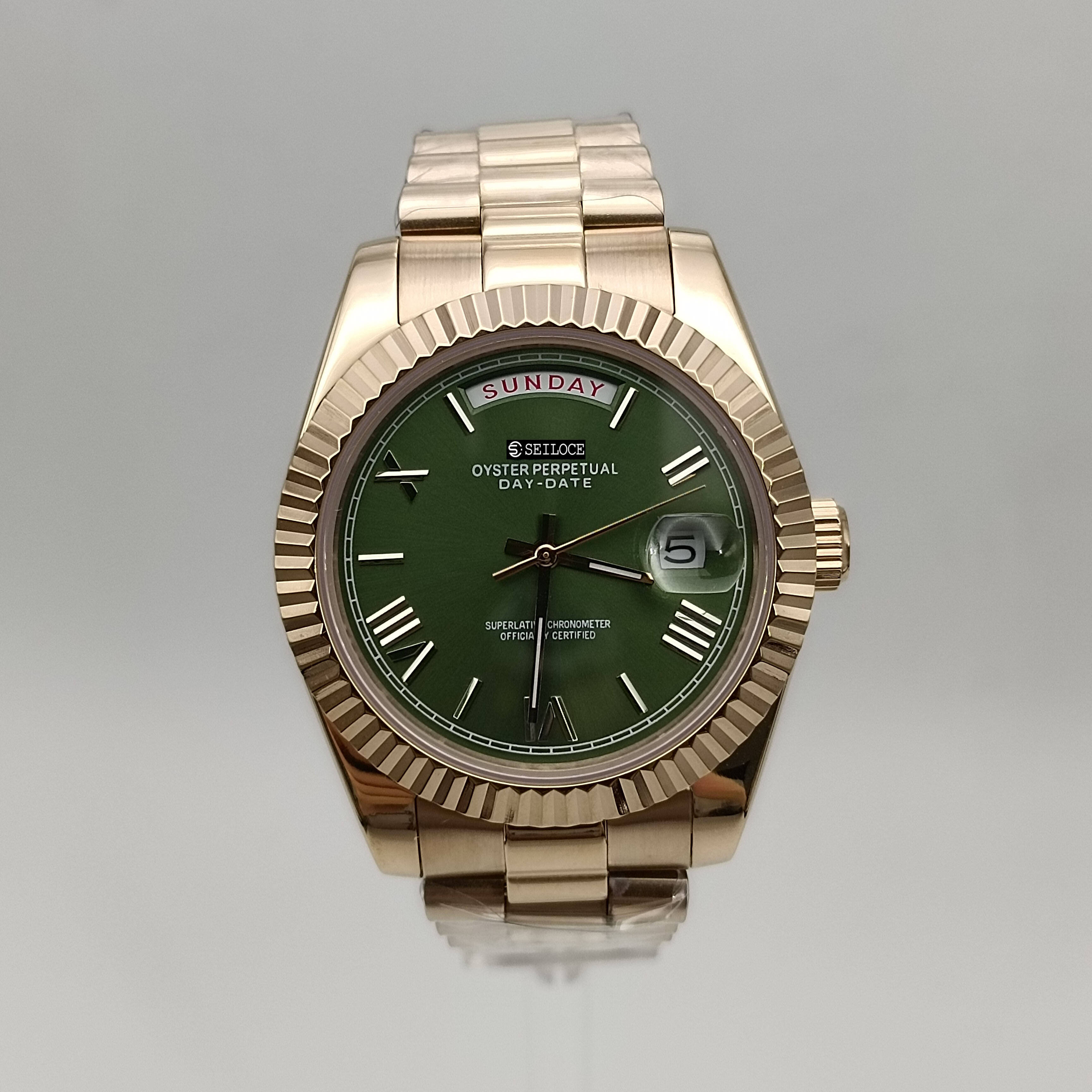 Rose Gold Case+ Green Dial