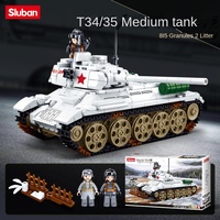 Little Luban B0678-0981 Serie Segunda Guerra Mundial, Tanque T34/85 King Tiger, Modelo de Juguete de Plástico para Armar, Batalla de Normandía