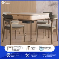 Table de mahjong haut de gamme en bois massif, table à manger de style luxe léger avec jetons anti-contrefaçon